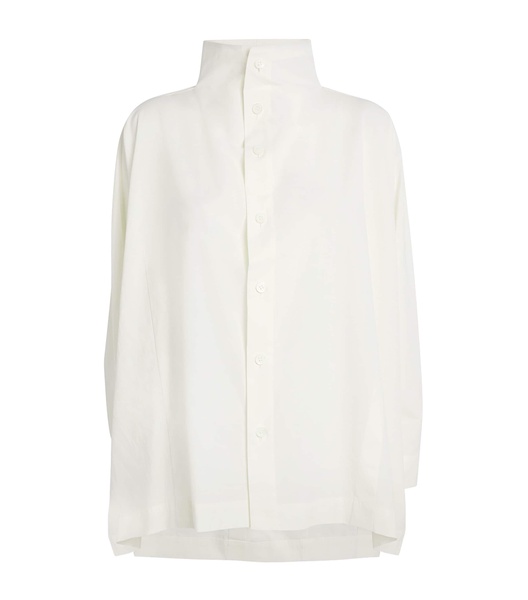 Cotton Button-Shoulder Oversized Shirt