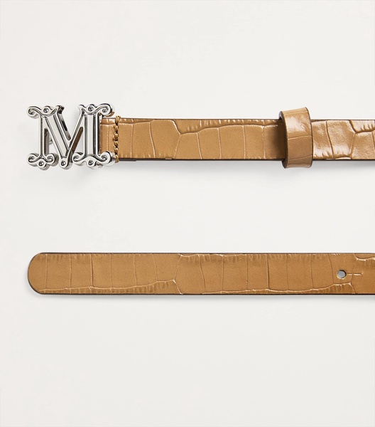 Croc-Print Monogram Belt