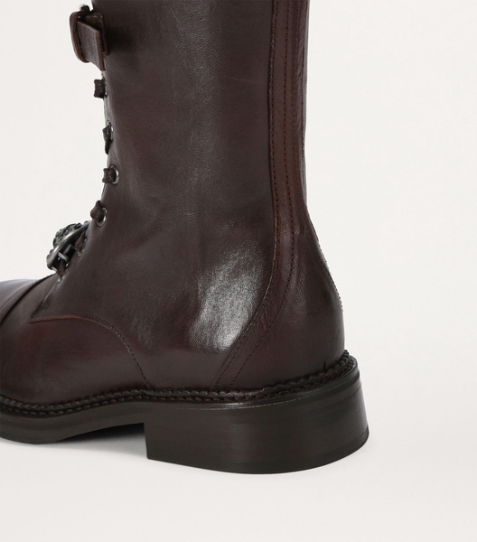Leather Monument Strap Knee-High Boots