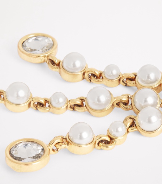 Pearl and Rhinestone Chandelier Earrings