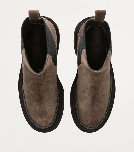 Suede Monili-Detail Chelsea Boots