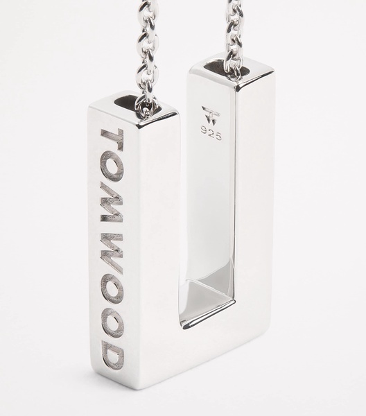 Rhodium-Plated Sterling Silver Square Pendent Necklace