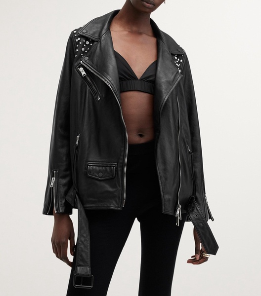 Leather Rhinestone Billie Jacket