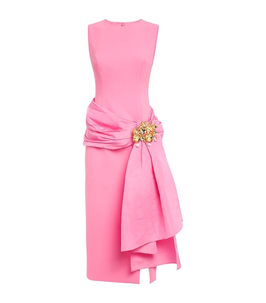 Silk-Trim Cocktail Midi Dress