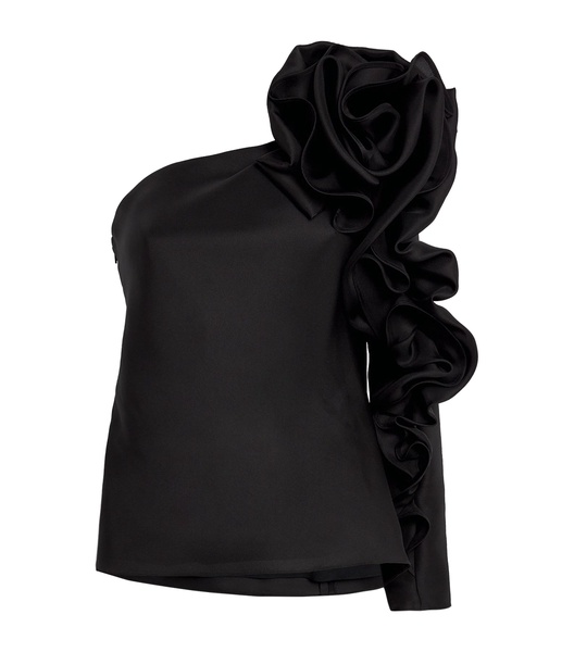 Silk Asymmetric Rosette Top