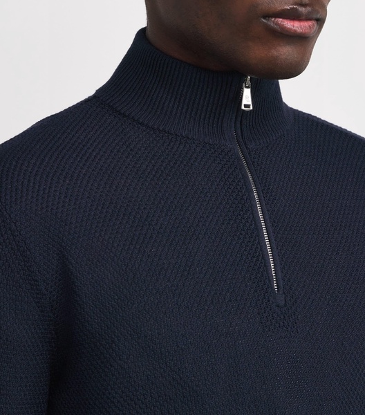 Silk-Cotton Knit Quarter-Zip Sweater