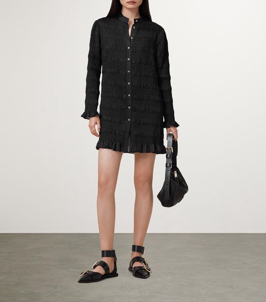 Shirred Meg Mini Shirt Dress