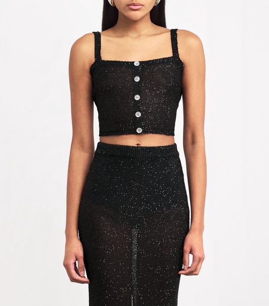 Knitted Sequin Crop Top
