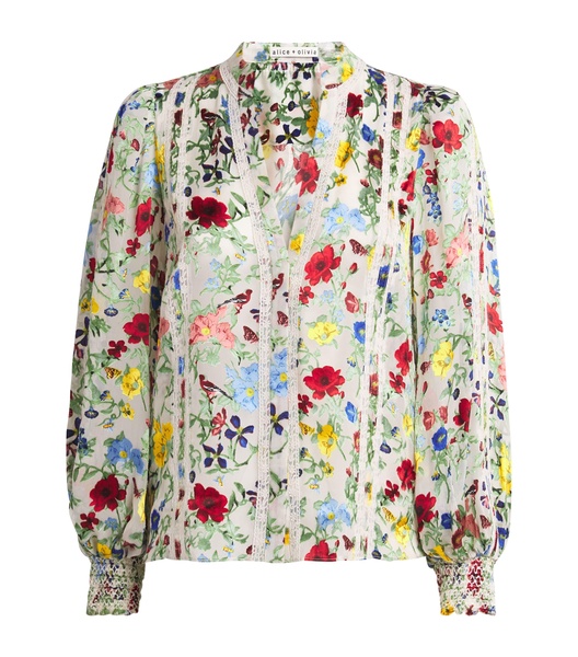 Silk-Blend Floral Arlette Blouse