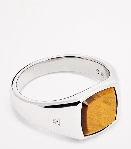 Rhodium-Plated Sterling Silver Kay Tiger Eye Ring