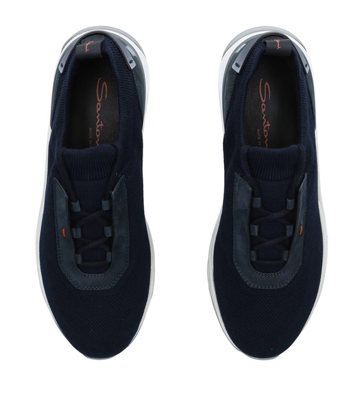 Leather-Trim Knit Sneakers