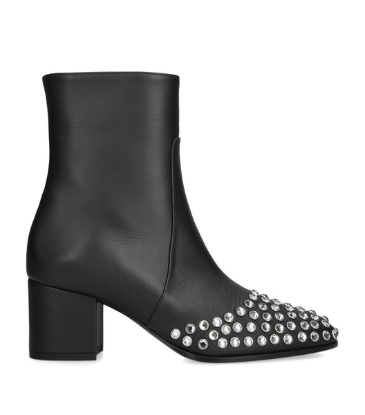 Leather Strass Heeled Boots 60