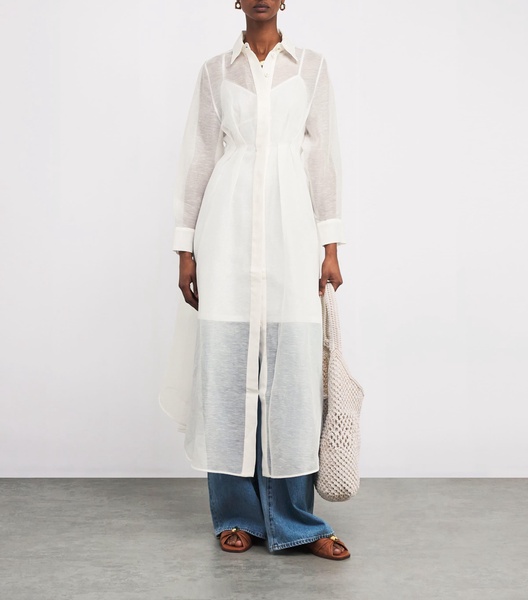 Linen-Silk Shirt Dress