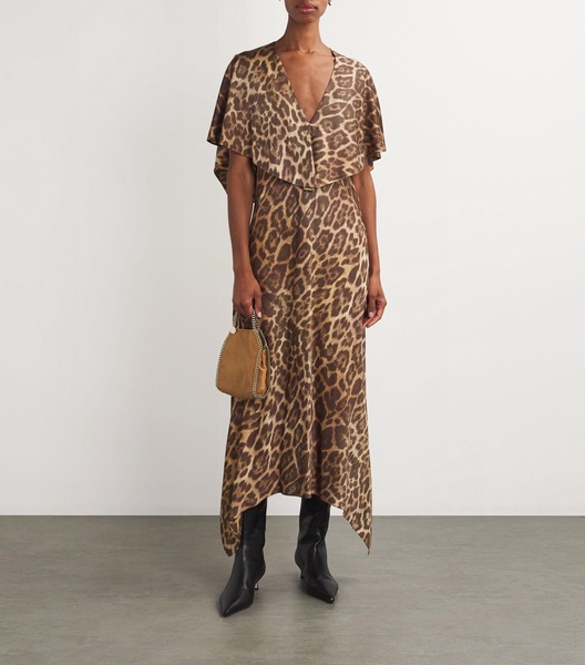 Leopard Print Short-Sleeve Midi Dress