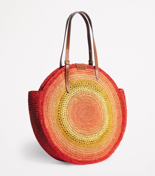 Large Raffia Round Tote Bag