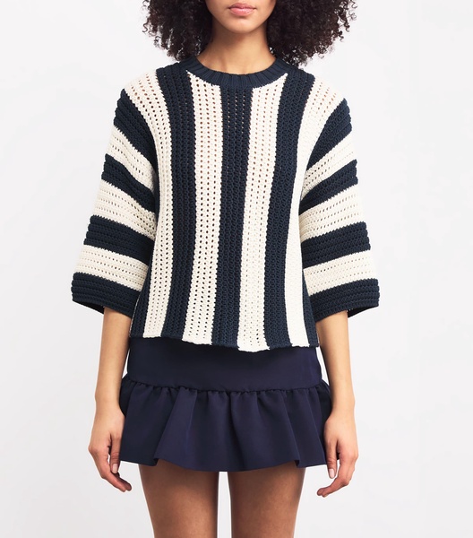 Cotton-Blend Striped Sweater