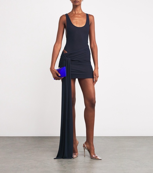 Scoop-Neck Wrap Mini Dress