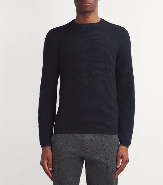 Virgin Wool-Blend Jacquard Logo Sweater