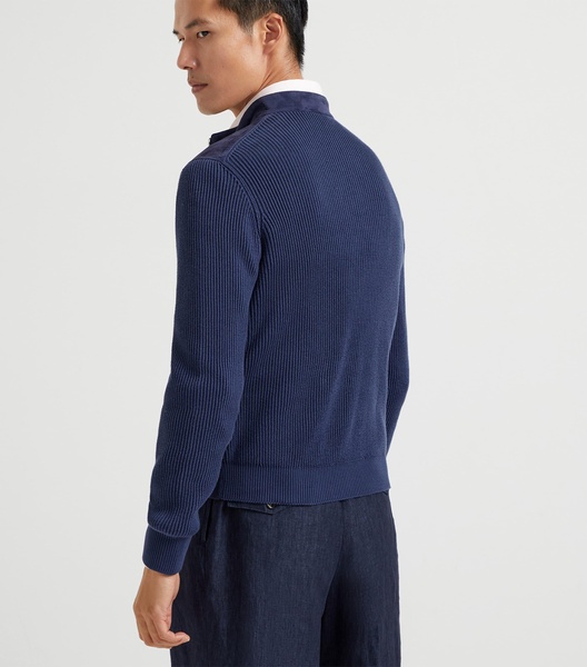 Suede-Cotton Bomber Jacket