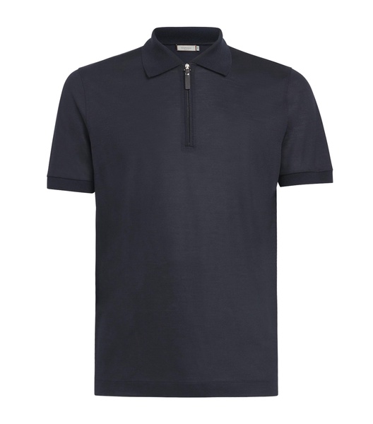 Virgin Wool Zipped Polo Shirt