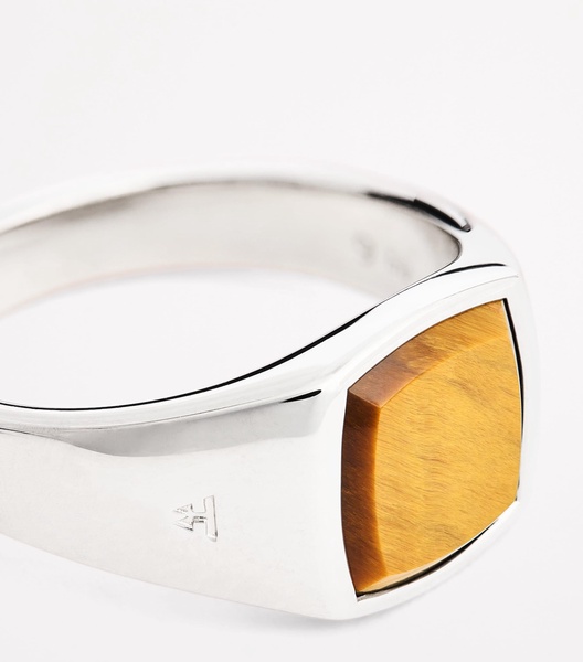 Rhodium-Plated Sterling Silver Kay Tiger Eye Ring