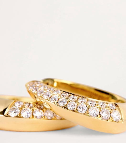Yellow Gold and Diamond Oval Hoop Earrings