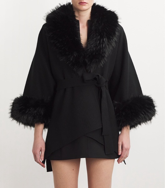 Faux Fur-Trim Joanna Cardigan