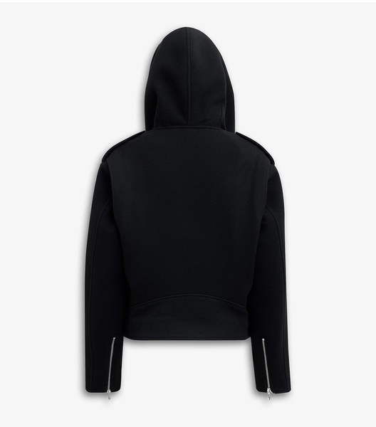 Virgin Wool Hooded Biker Jacket