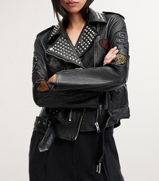 Leather College Biker Jacket