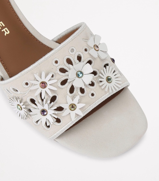 Suede Flower Low Sandals 30
