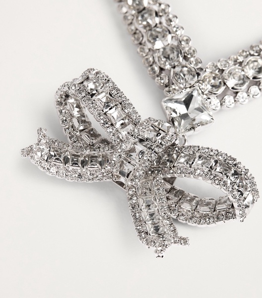 Crystal-Embellished Bow Necklace