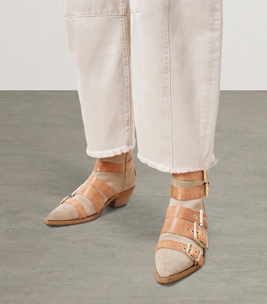 Suede Buckle-Detail Jane Boots