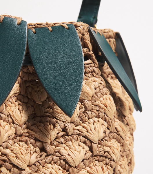 Raffia Pineapple Cross-Body Bucket Bag