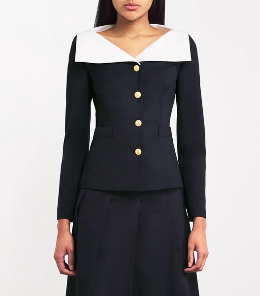 Virgin Wool Mikado-Collar Jacket