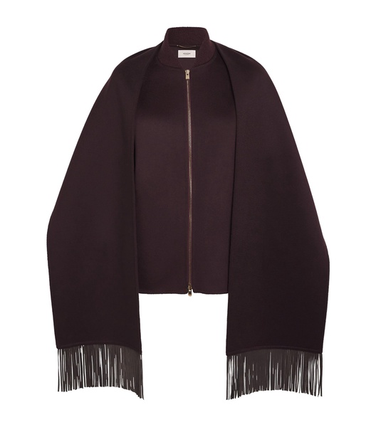 Cashmere Scarf-Neck Bomber Jacket