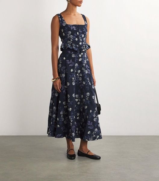 Embroidered Bergamota Sueño Midi Skirt