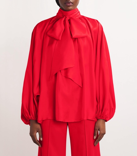 Silk Crush Pussybow Blouse