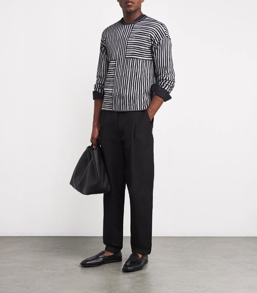 Jacquard-Striped Crew-Neck Sweater
