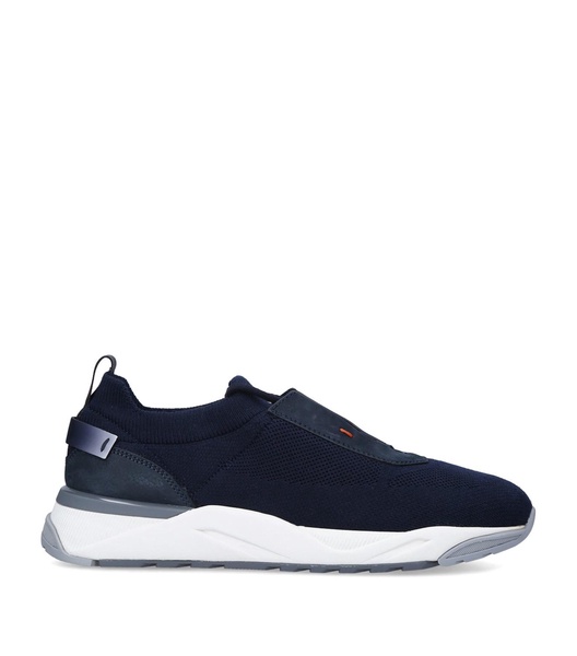 Leather-Trim Knit Sneakers