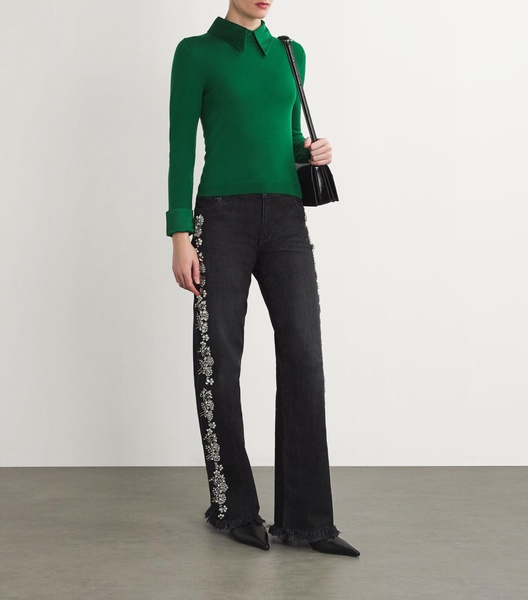 Satin-Collar Porla Sweater