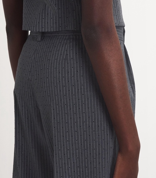 Rhinestone Pinstripe Wide-Leg Trousers