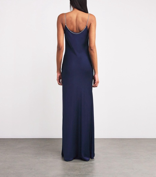 Satin Chain-Detail Maxi Dress