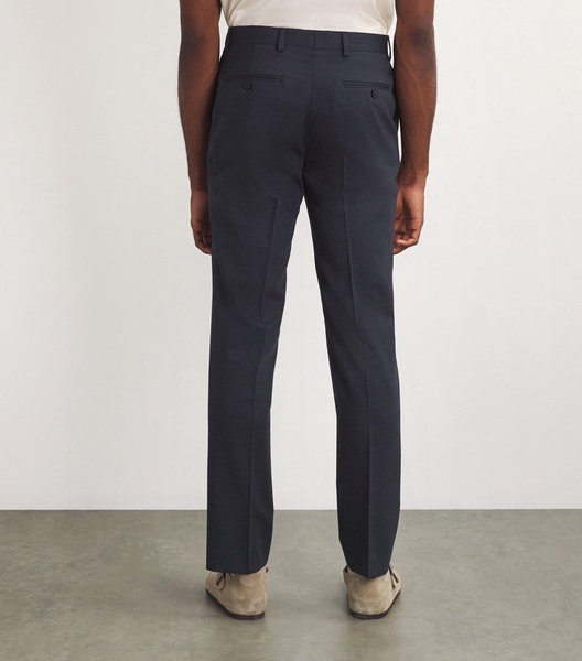 Virgin Wool Check Straight Trousers