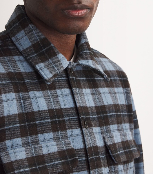 Wool-Blend Check Sacastor Overshirt