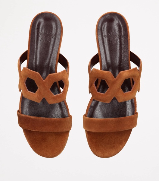 Suede Cut-Out Sandals