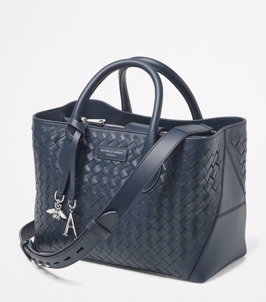 Midi Woven Leather London Tote Bag