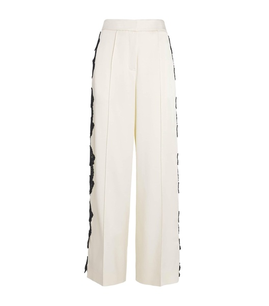 Lace-Trim Wide-Leg Trousers