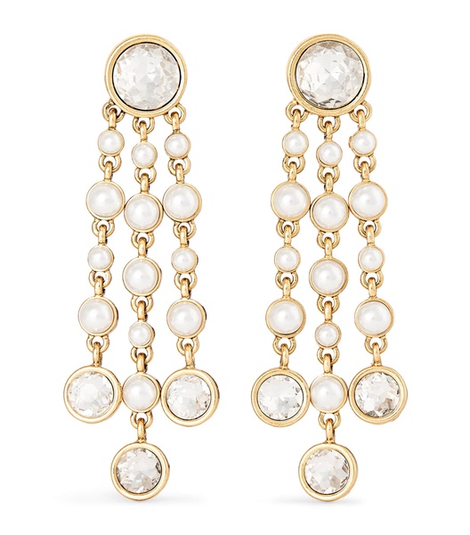 Pearl and Rhinestone Chandelier Earrings