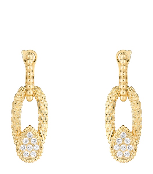 Yellow Gold and Diamond Serpent Bohème Vintage Drop Earrings