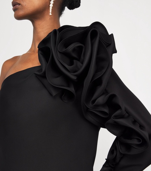 Silk Asymmetric Rosette Top